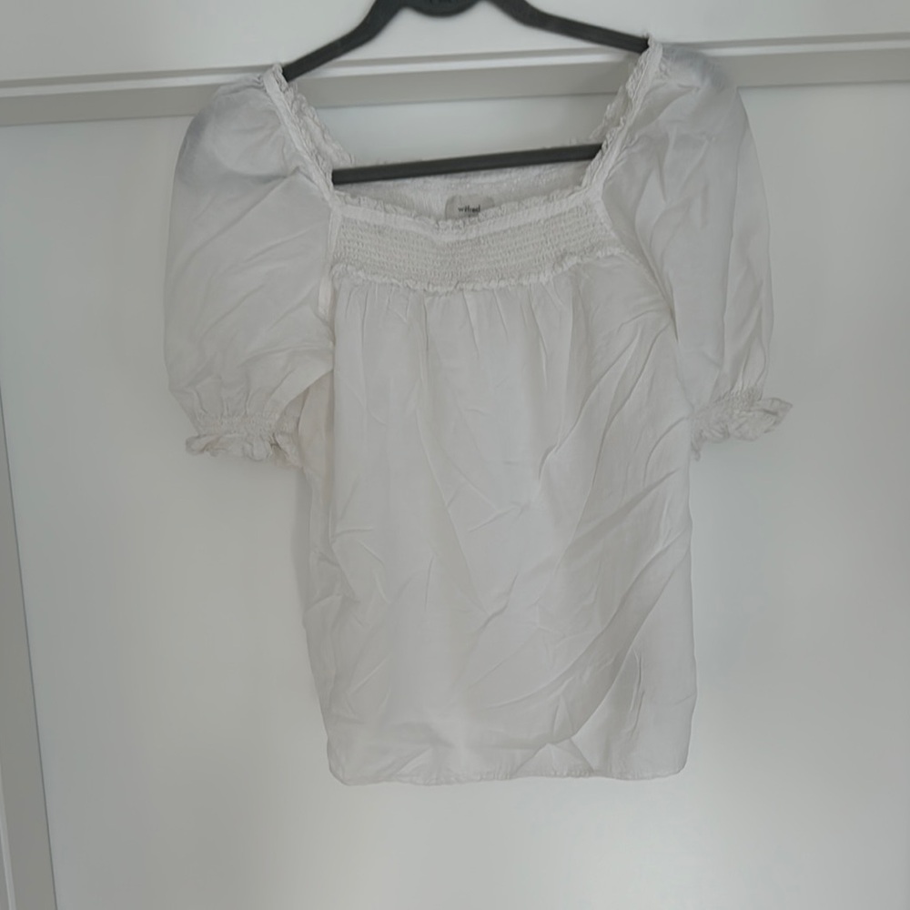 Wilfred White Puff Sleeve Organic Cotton Women's Top
